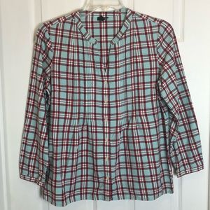 Talbots Petite  Button Down Plaid Blouse. Size Large Petite